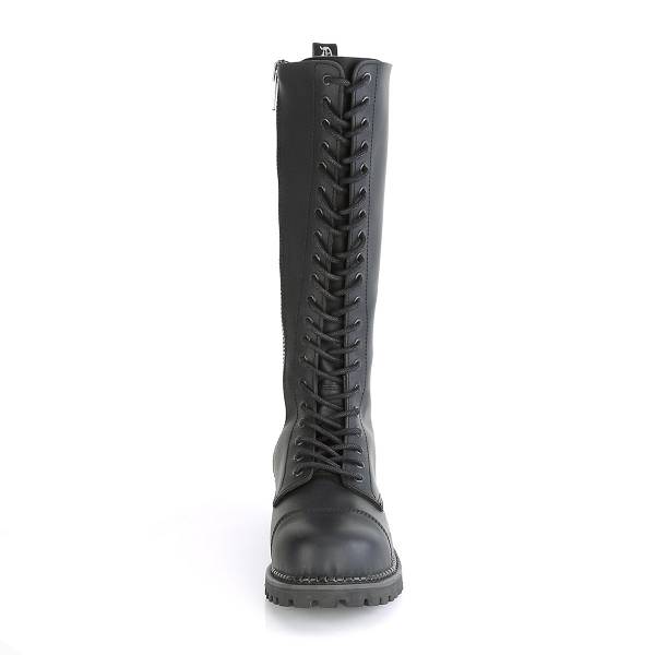 Demonia Men's Riot-20 Knee High Boots - Black Vegan Leather D7615-34US Clearance